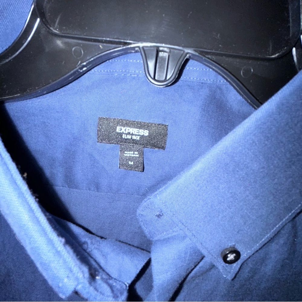 Express Men's Navy Casual Button-Down Shirt - Picture 3 of 5